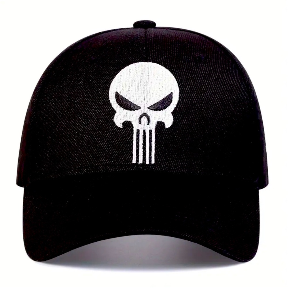 🆕 “Punisher” Breathable Adjustable Baseball Cap With Skull Embroidery 💀